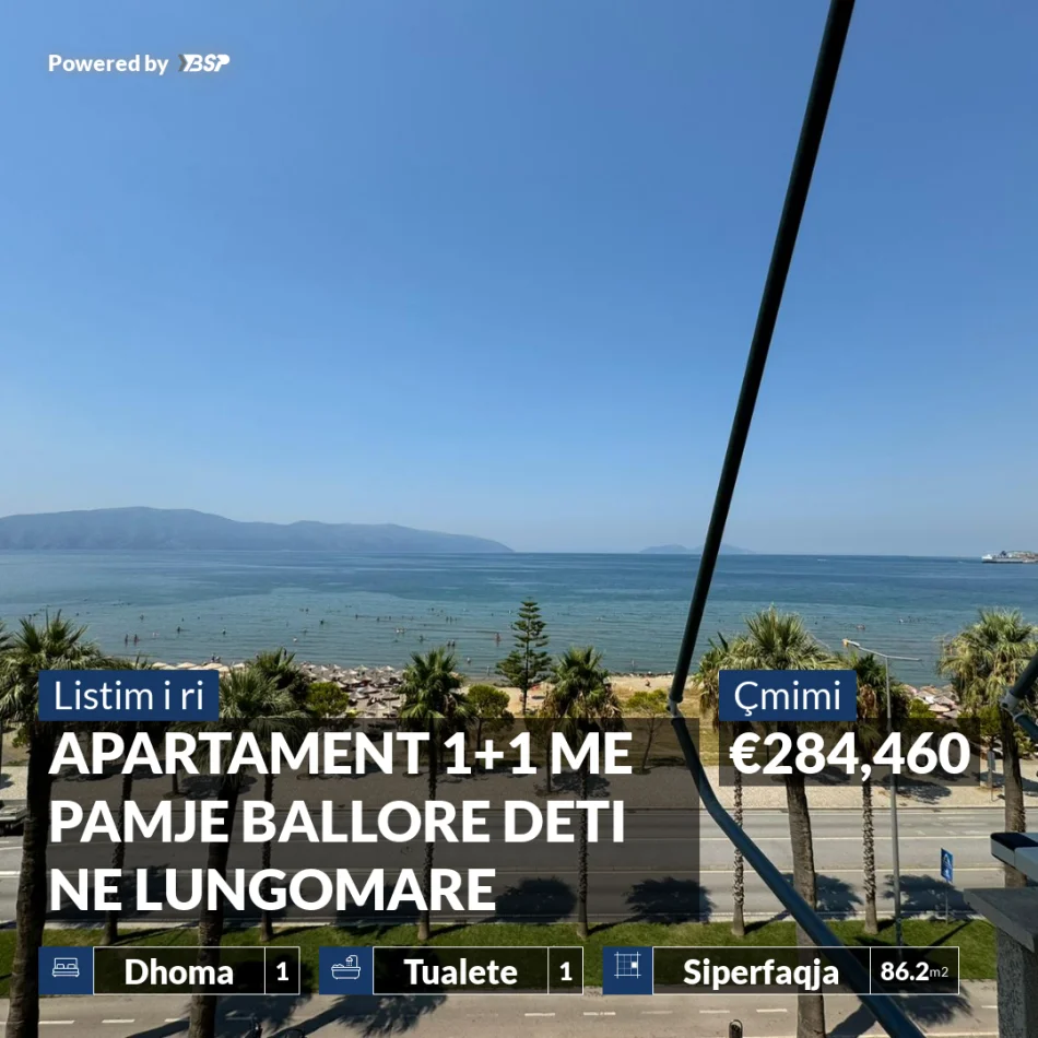 Vlore, shitet apartament 1+1+Ballkon Kati 4, 86 m² 284.460 € (LUNGOMARE)