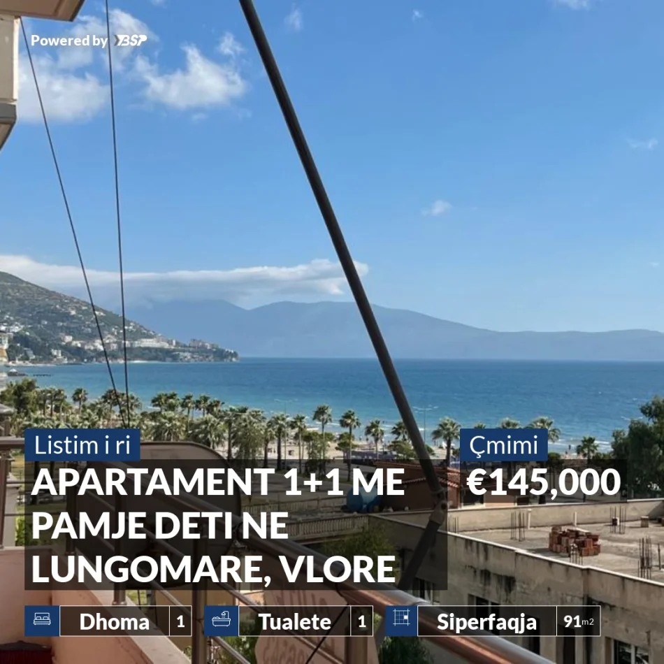 Vlore, shitet apartament 1+1+Ballkon Kati 6, 91 m² 145.000 € (LUNGOMARE)