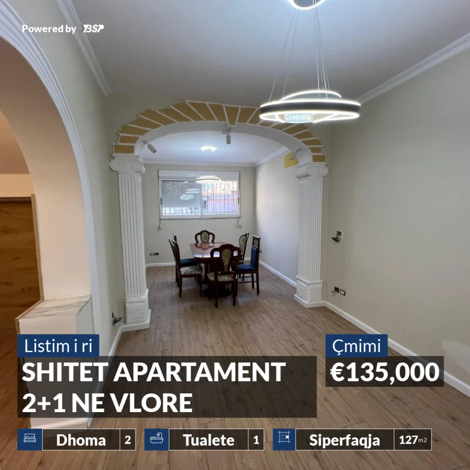 Vlore, shitet apartament 2+1+Ballkon Kati 1, 127 m² 135.000 € (VLORE)