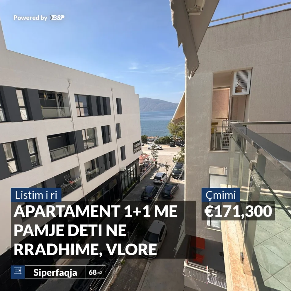 Vlore, shitet apartament 1+1+Ballkon Kati 4, 68 m² (RRADHIME)