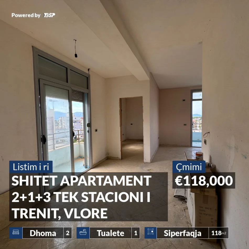 Vlore, shitet apartament 2+1+Aneks+Ballkon Kati 7, 118 m² (STACIONI I TRENIT)