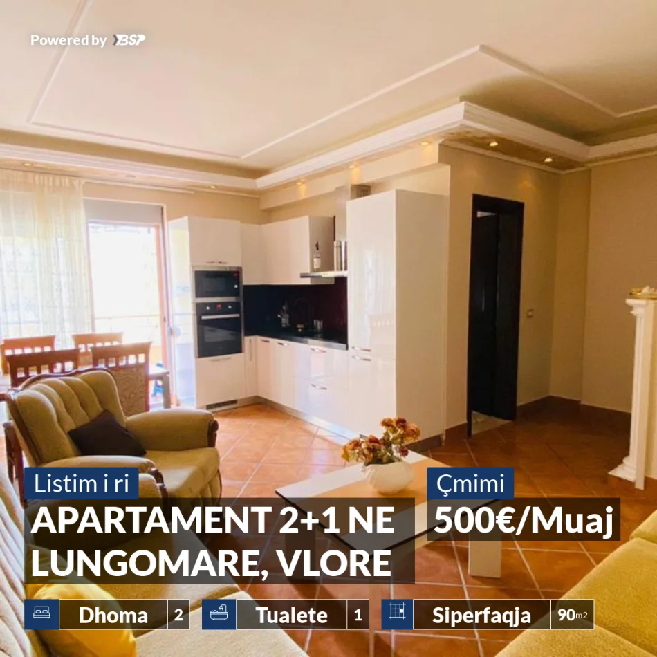 Vlore, jepet me qera apartament 2+1+Ballkon Kati 9, 90 m² 500 € 