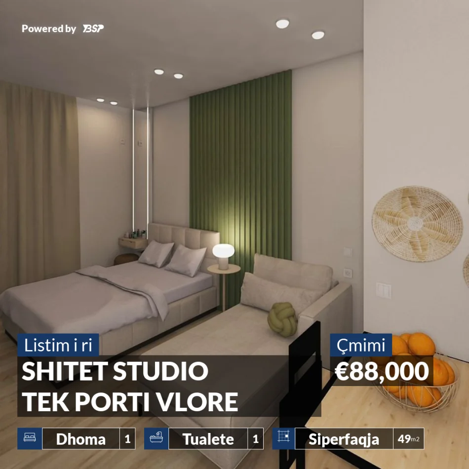 Vlore, shitet garsonier 1+1+Ballkon , 49 m² 88.000 € PORTI VLORE