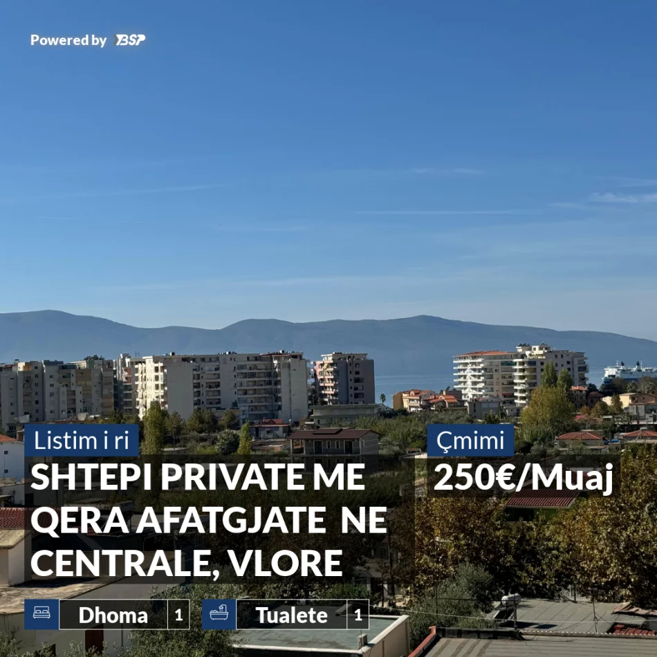 Vlore, jepet me qera shtepi 1+1+Ballkon , 250 € (CENTRALE)
