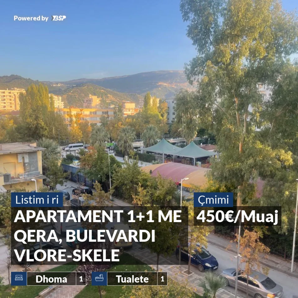 Vlore, jepet me qera apartament 1+1+Aneks+Ballkon , 450 € (BULEVARDI VLORE SKELE)