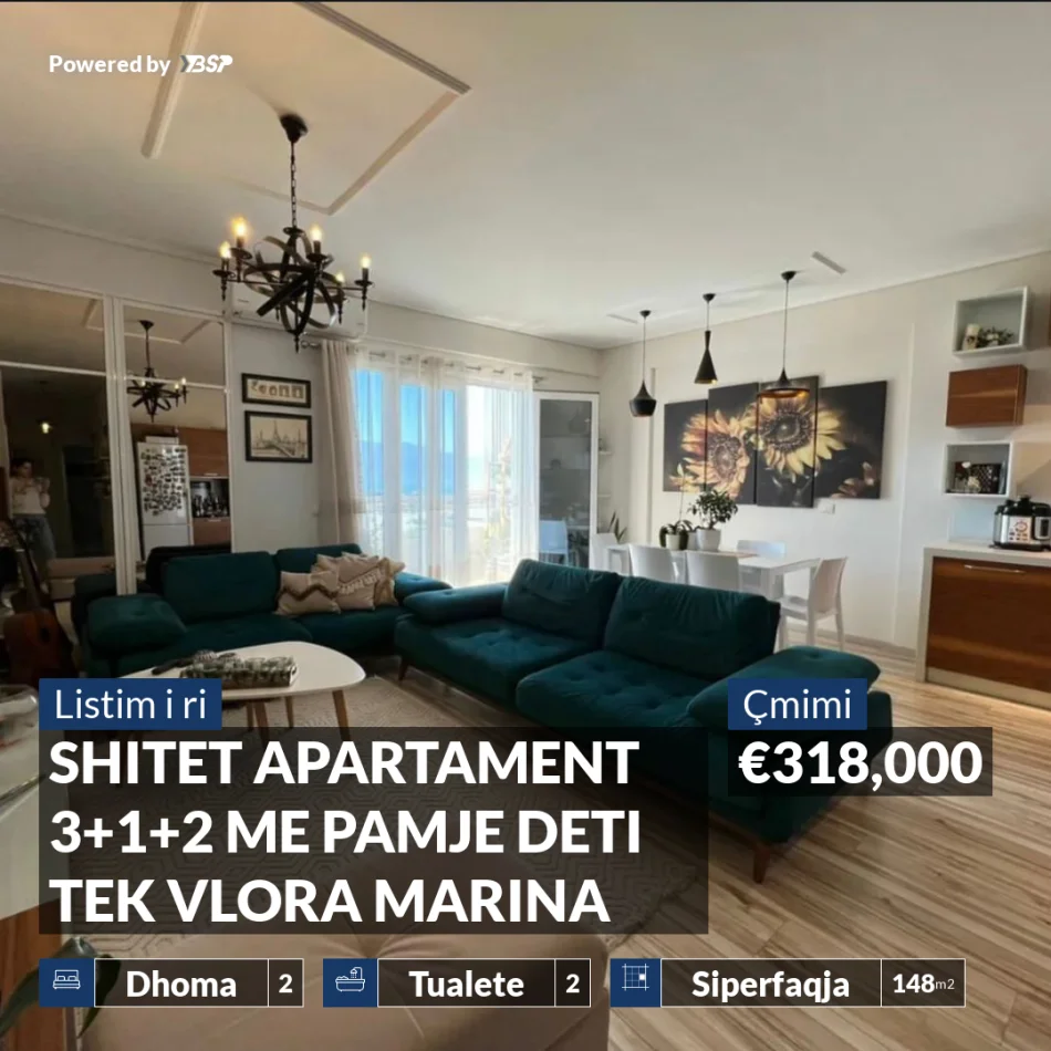 Vlore, shitet apartament 3+1+Aneks+Ballkon Kati 4, 148 m² 318.000 € (VLORA MARINA)