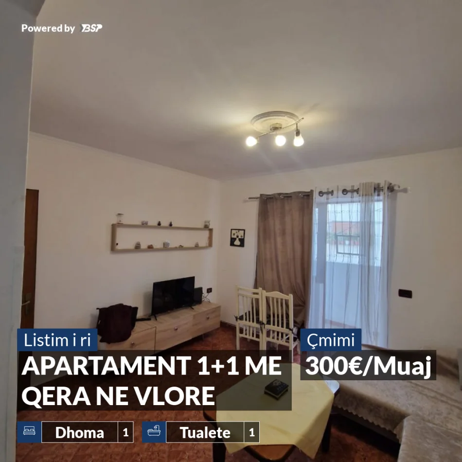 Vlore, jepet me qera apartament 1+1+Ballkon Kati 1, 300 € (SHKOLLA INDUSTRIALE)
