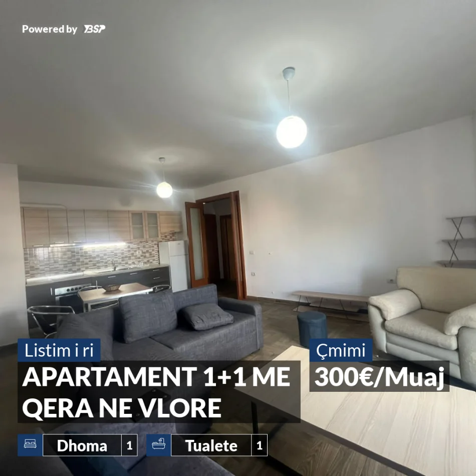 Vlore, jepet me qera apartament 1+1+Ballkon Kati 4, 300 € (XHAMIA, VLORE)