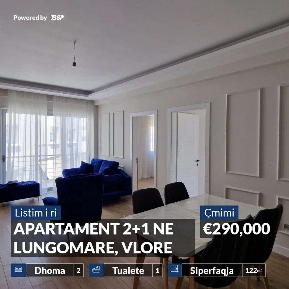 Vlore, shitet apartament 2+1+Aneks+Ballkon Kati 7, 122 m² 290.000 € (LUNGOMARE)