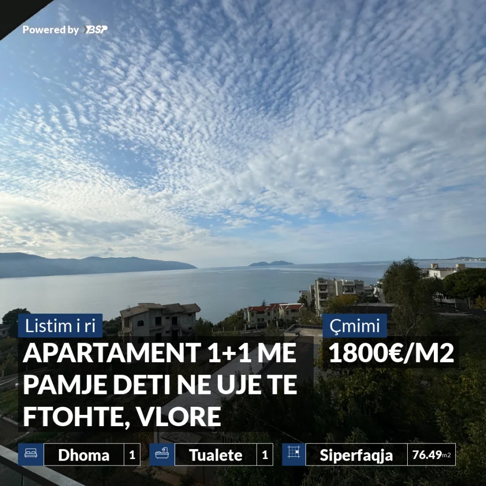 Vlore, shitet apartament 1+1+Ballkon , 76 m² 137.682 € (UJE I FTOHTE)