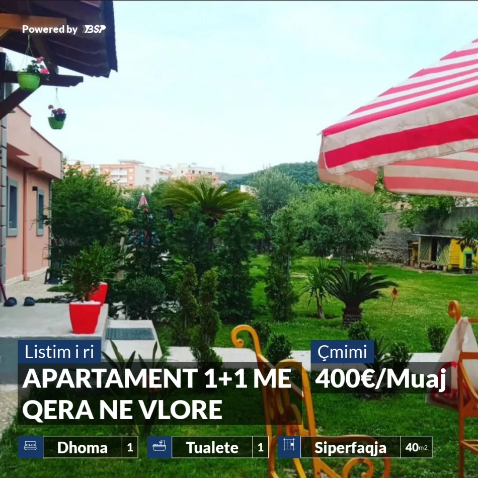 Vlore, jepet me qera apartament 1+1 , 40 m² 400 € (LUNGOMARE)