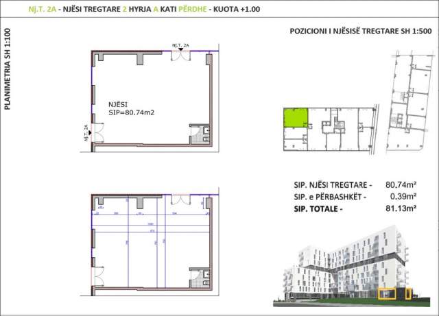 Tirane, shitet ambjent biznesi 2A, Kati 0, Sip 81 m² 2.000 Euro/m2 (Hamdi Pepa)