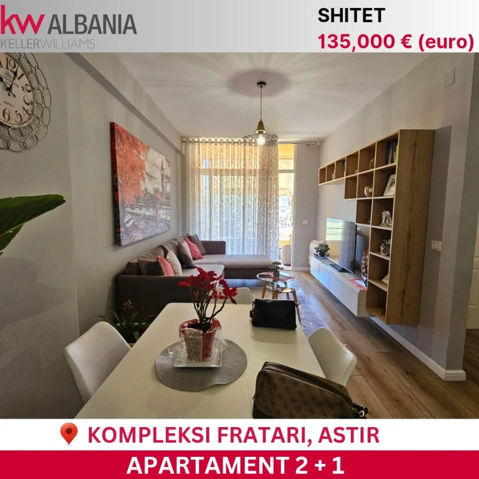 Tirane, shitet apartament 2+1+Ballkon Kati 4, 85 m² 135.000 € (Bulevardi I, Kashar, Kompleksi Fratari, Astir)