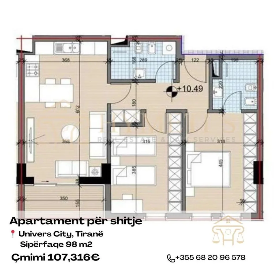 Tirane, shitet apartament 2+1+Ballkon Kati 3, 98 m² 107.316 € (Tirane, Univers City)