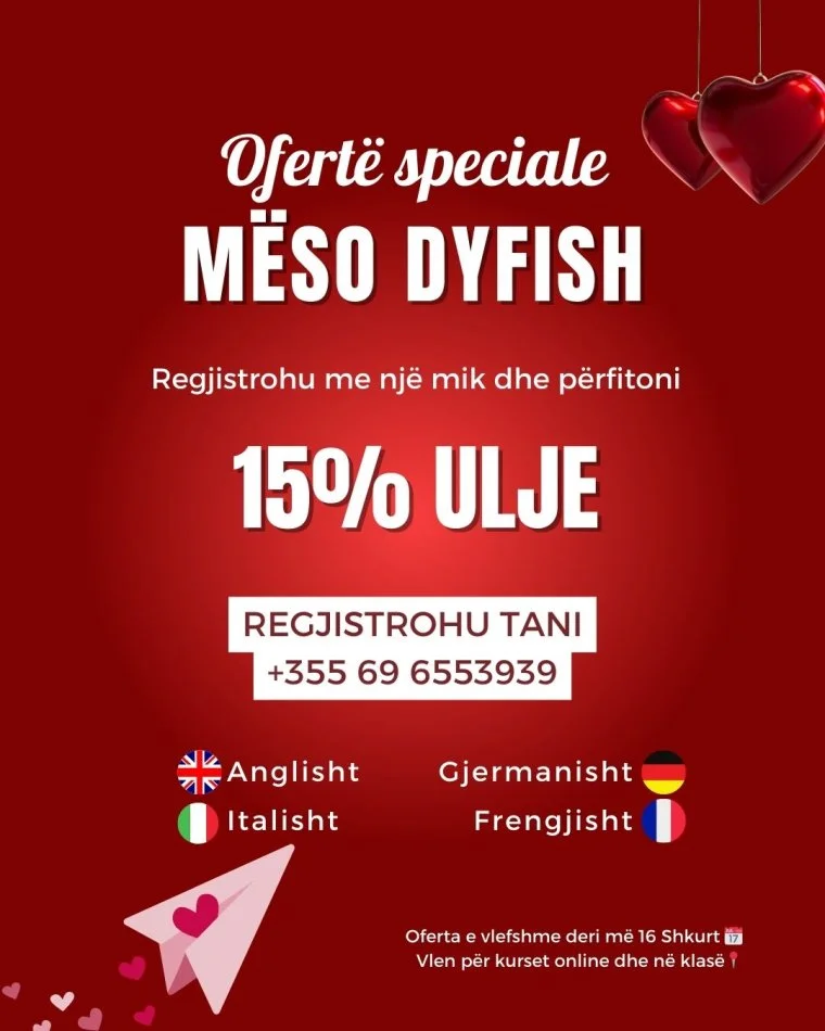 Regjistrohu me një mik dhe përfitoni 15% zbritje secili ne kurset tona!