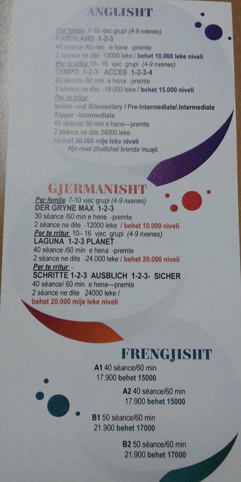 Tirane, OFERTE 8 SEANCA FALAS   Kurse Gjuhesh  Anglisht,Gjermanisht,Frengjisht, Italisht,etj