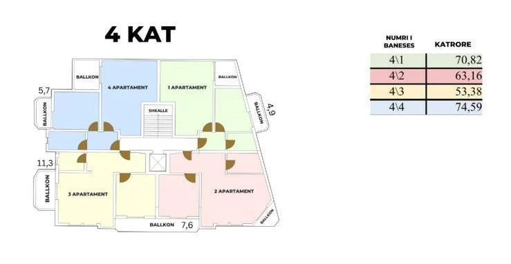 Durres, shitet apartament 2+1+Ballkon Kati 5, 85 m² 74.000 € (RRota Kuqe)