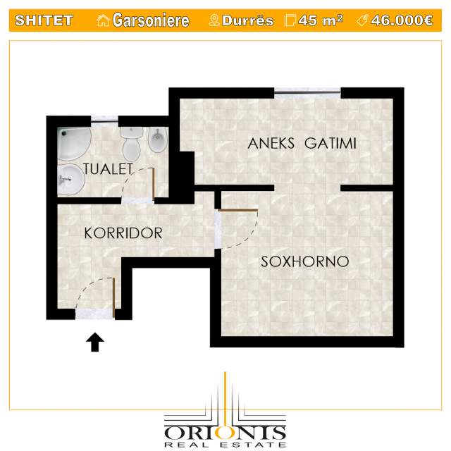 Durres, shitet garsonier Kati 2, 45 m² 46.000 Euro (kopështi "Sotir Noka")