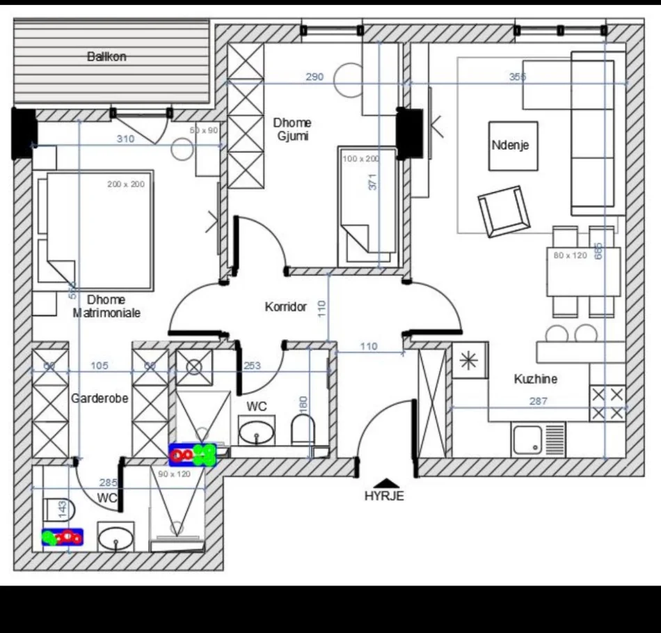 Tirane, shitet apartament 2+1 Kati 5, 94 m² 135.000 € (KOMPLEKSI TIRANA ENTRY 2 , TEK ISH DOGANA)