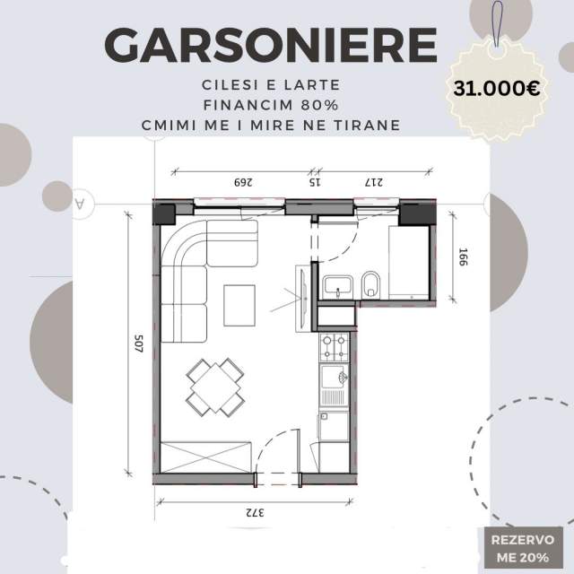 Tirane, shes Garsoniere Kati 3, 30 m² 31.000 Euro (Ali Demi, kompleksi Kaimi)