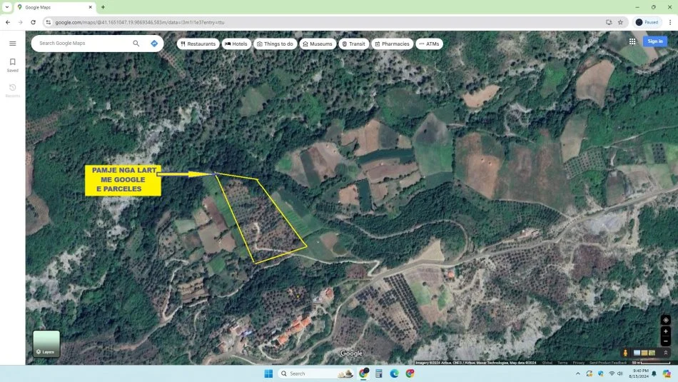 Tirane-Elbasan, Shitet, Tokë-Pemtore, me mundësi ndërtimi edhe shtëpi banimi, sip.7'400m², Cmimi  115'000 €, pranë autostradës Tirane-Elbasan, në daljen e parë tunelit Krrabës, në zonën Mamël / Dopaj, 24-km / 21min  auto nga qendra Tiranës dhe 13-km nga Elbasani.