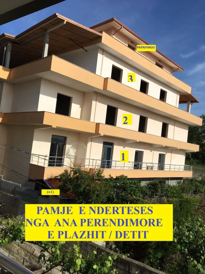 Durrës-Plazh,Shitet Ndërtes/Shtëpi e re me 3-kate mbi tokë, me 1 kat +-1, plus papafingo, me mundësi për tu sistemuar 7-9 familje, sip. ndërtuar 920m², Çmim 750'000 € , në zonën plazhit Plepave/Shkallnur, 650m nga plazhi i Kavalishencës/rrethë rrotullimi Plepave, 7.5 km nga Amfiteatri/Bashkia Durrës