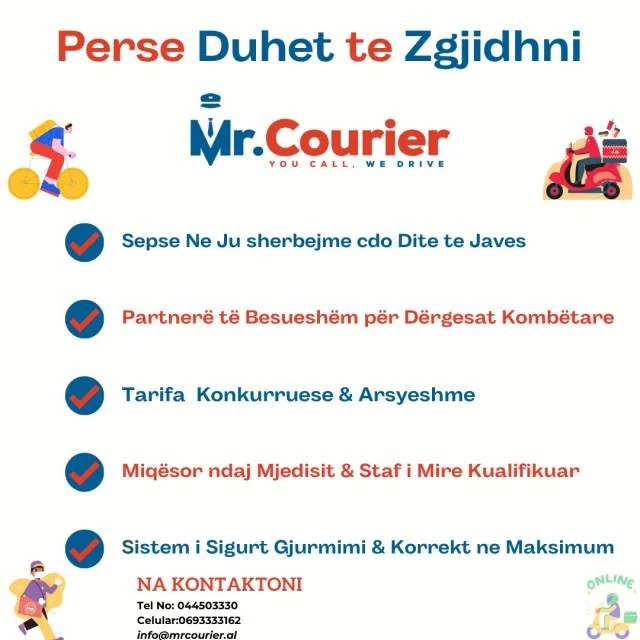 Mr.Courier Shpk - Ofron Sherbime Postare ne te Gjithe Shqiperine !