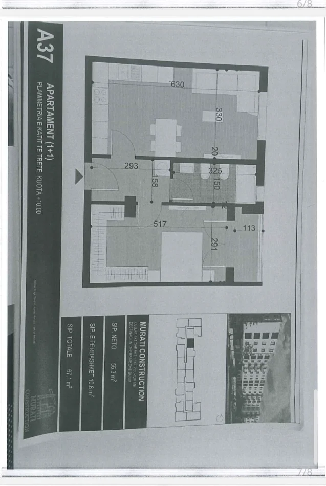 Tirane, shitet apartament 1+1 Kati 3, 67 m² 57.000 € (Kamez)