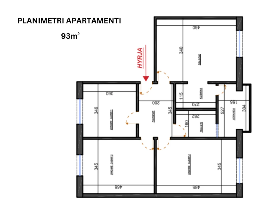 Tirane, shes apartament 3+1+Aneks+Ballkon Kati 4, 93 m² 135.000 € (Kongresi i Lushnjes)