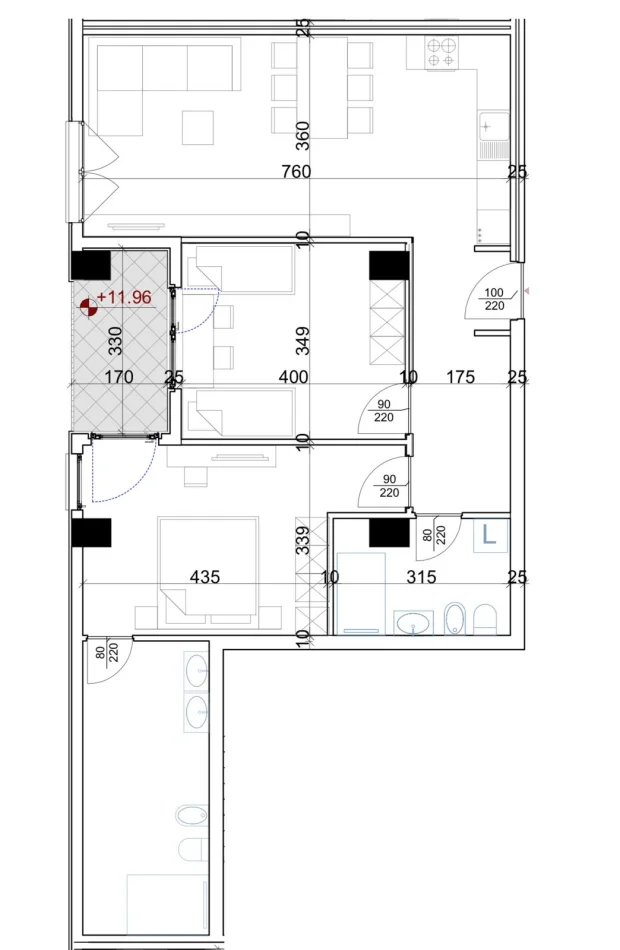 Tirane, shitet apartament 2+1 Kati 1, 123 m² 172.000 € 
