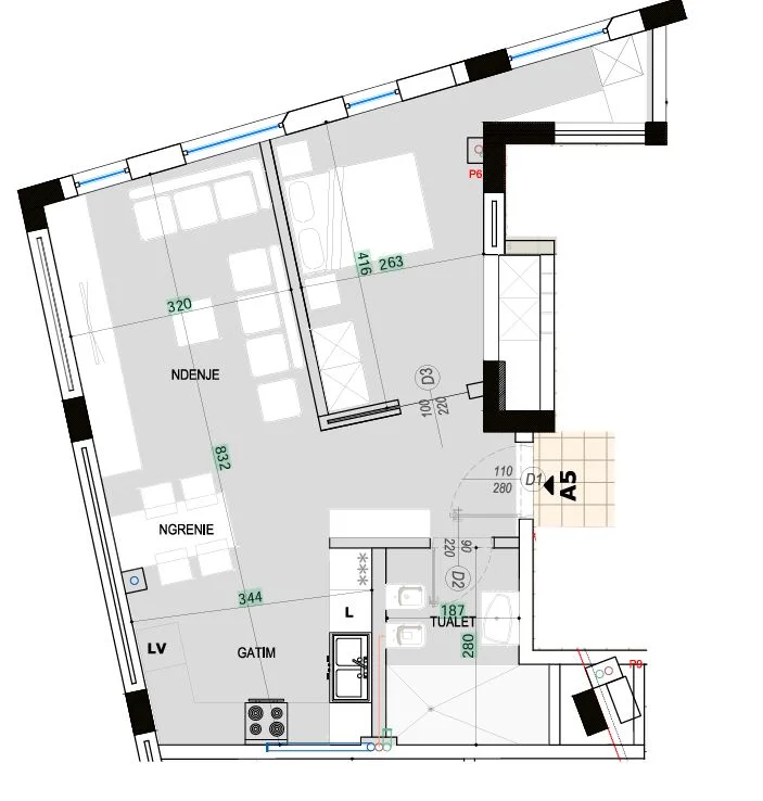 Tirane, shitet apartament 1+1 Kati 2, 68 m² 127.000 € (Kodra e Diellit)