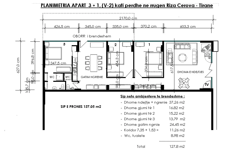 Tirane, jap me qera apartament+verande | Penthouse 3+1+Aneks+Ballkon Kati 1, 137 m² 700 € (Riza Cerova Tirane)