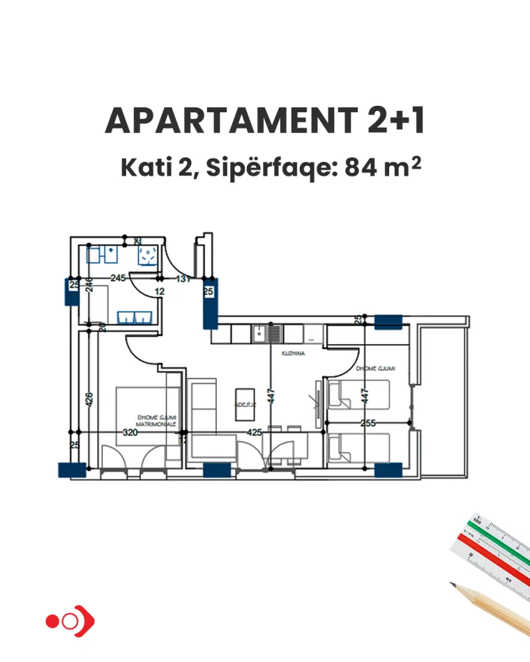 Tirane, shitet apartament 2+1 Kati 2, 84 m² 94.200 € (Paskuqan)