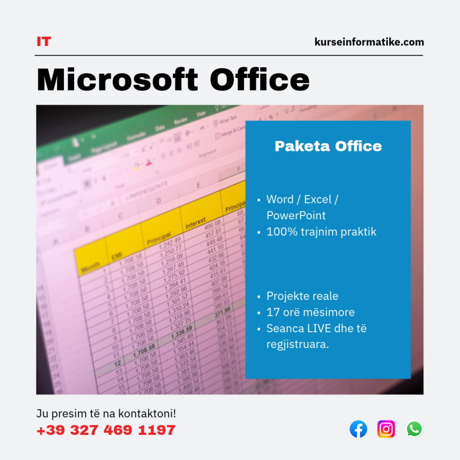 Kurs profesional për Microsoft Office 2016/2019/2021/365