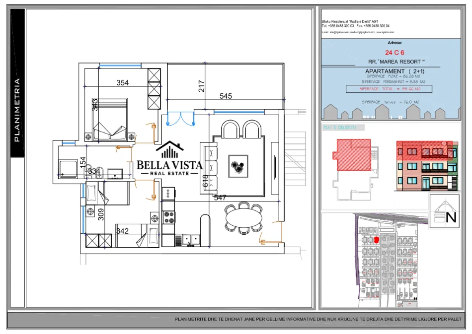 Qerret, shitet apartament 2+1 Kati 2, 215.000 €