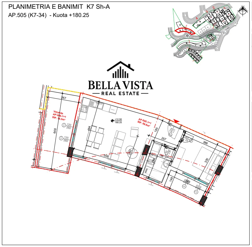 Tirane, shitet apartament 1+1 , 83 m² (Kodra e Diellit 2 Hyrja Lindore)