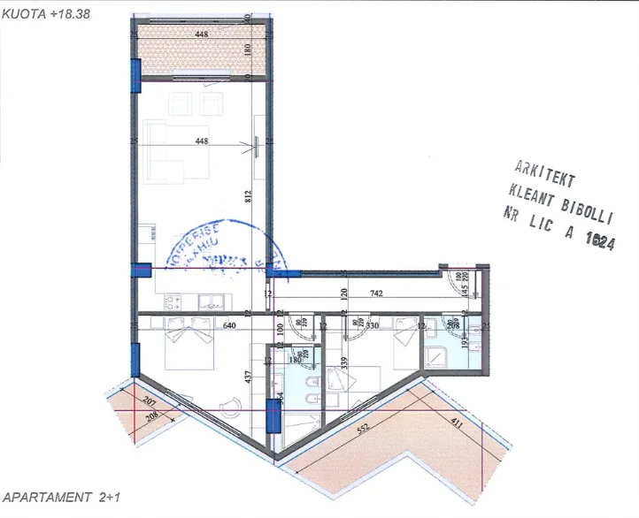 Tirane, shitet apartament 2+1 Kati 3, 150 m² 228.800 € (Rruga Dritan Hoxha, Colonnade Residence)