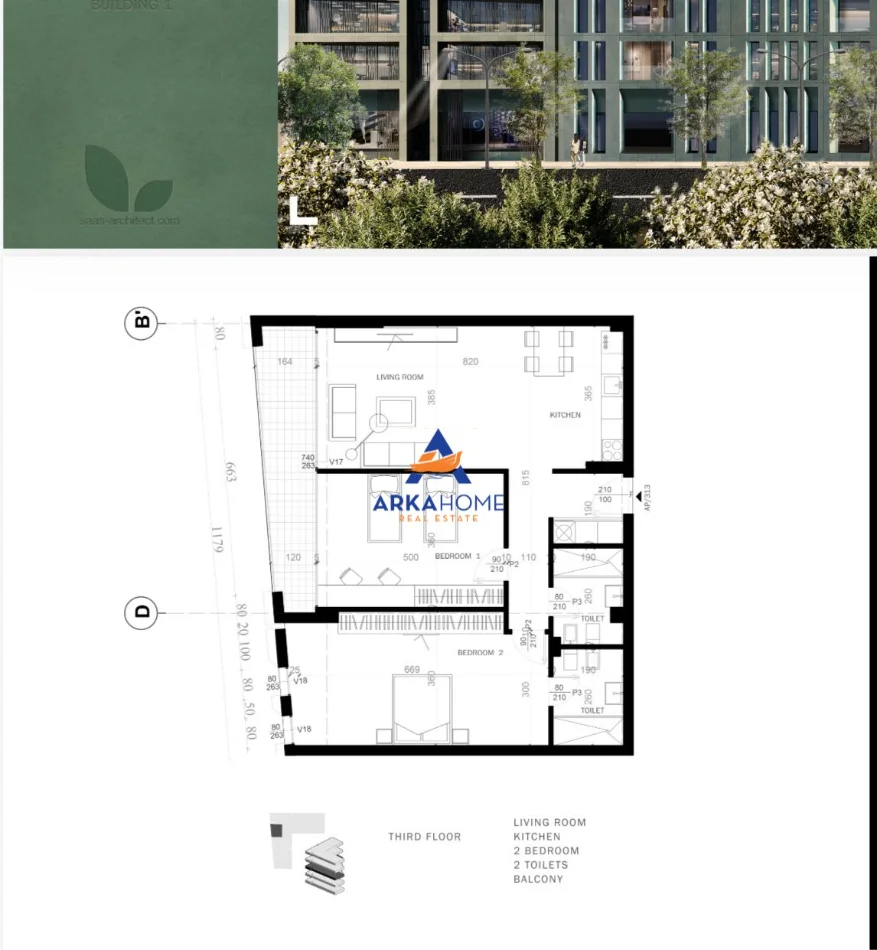Tirane, shitet apartament 3+1+Ballkon Kati 2, 156 m² 273.000 € 