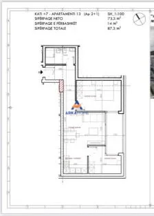 Tirane, shitet apartament 1+1+Ballkon Kati 7, 74 m² 81.501 € 