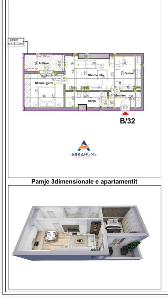 Tirane, shitet apartament 1+1+Ballkon Kati 5, 69 m² 153.000 € 