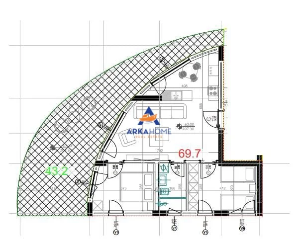 Tirane, shitet apartament 2+1 Kati 1, 69 m² 200.000 € 