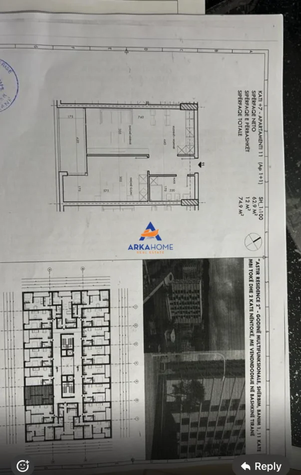 Tirane, shitet apartament 1+1 Kati 7, 74 m² 89.880 € 