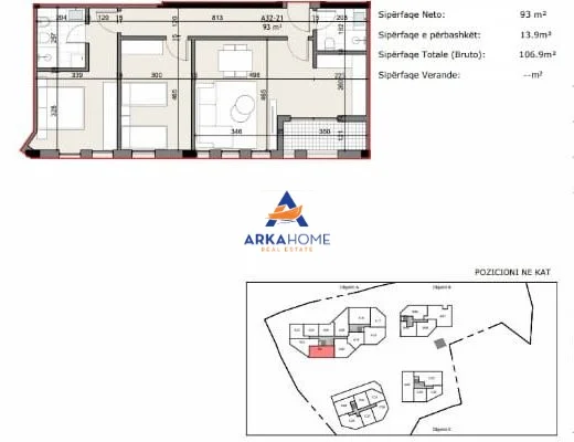Tirane, shitet apartament 2+1+Ballkon Kati 3, 106 m² 214.000 € 