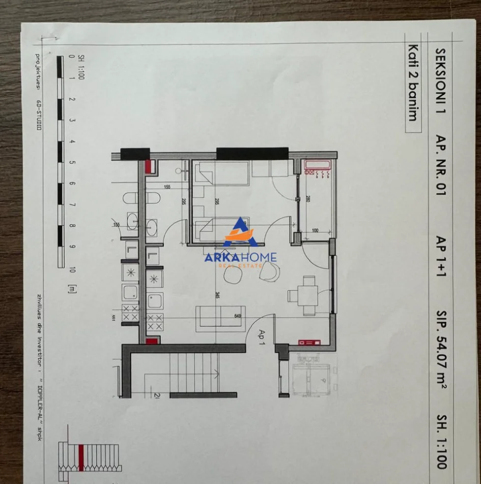 Tirane, shitet apartament 1+1 Kati 2, 54 m² 120.000 € 