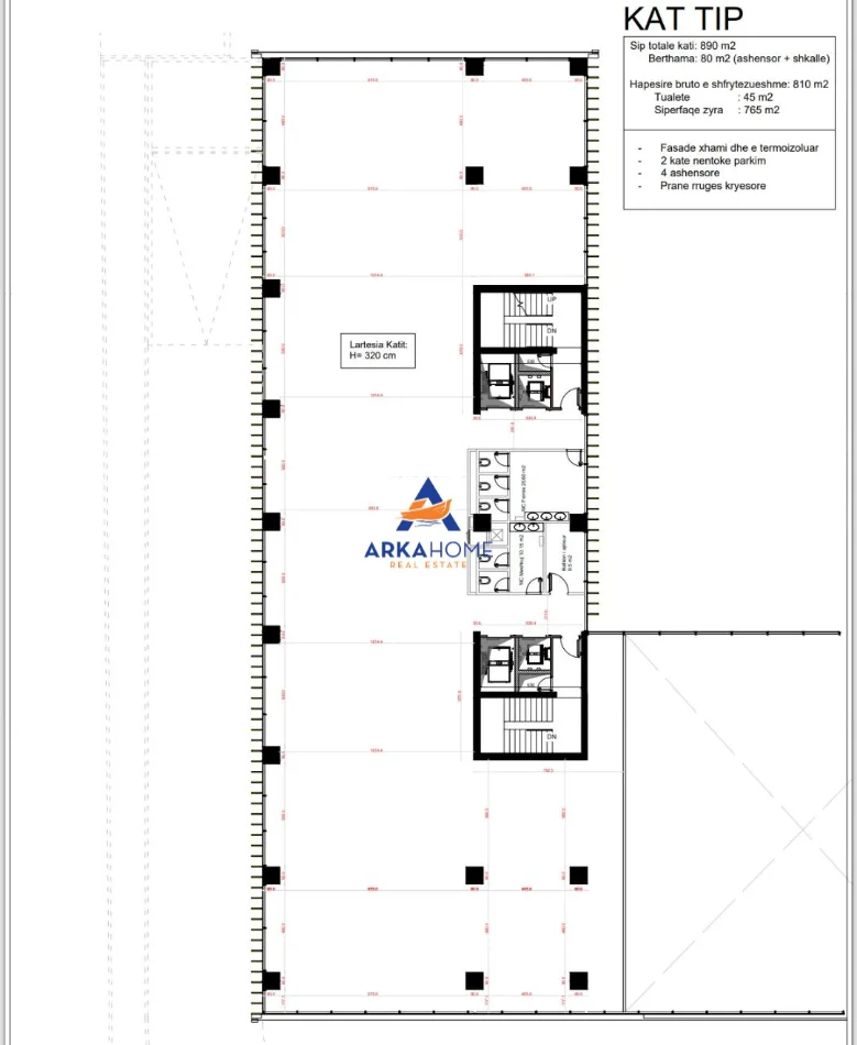 Tirane, jepet me qera zyre Kati 2, 890 m² 8900 €