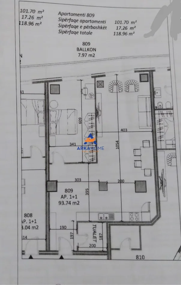 Tirane, shitet apartament 1+1 Kati 8, 118 m² 559.300 € 