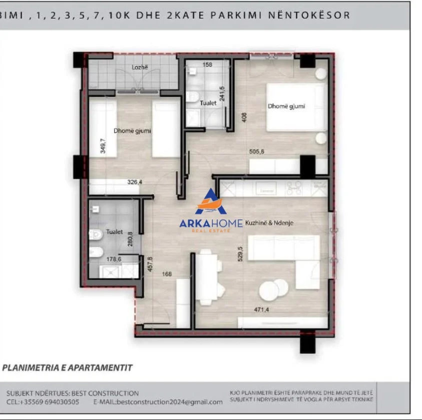 Tirane, shitet apartament 2+1+Ballkon Kati 4, 103 m² 172.000 € (porcelani)