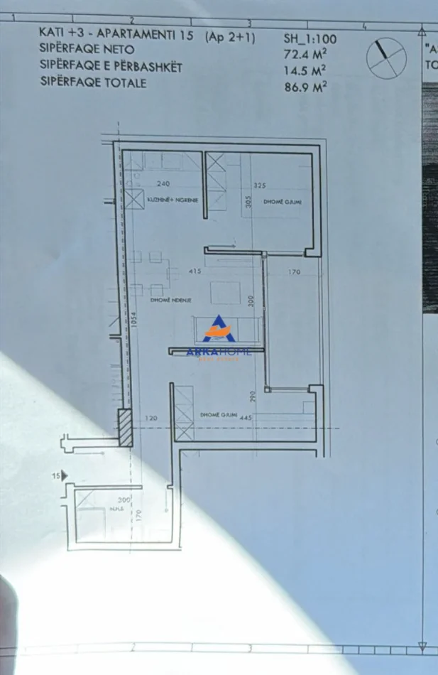 Tirane, shitet apartament 2+1+Ballkon Kati 3, 86 m² 104.280 € 