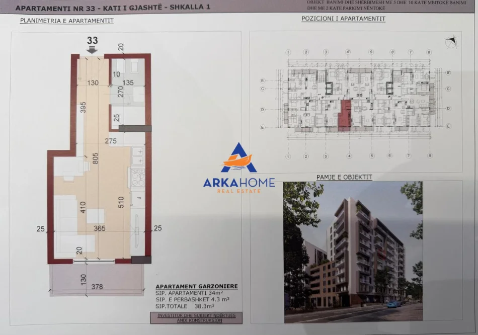 Tirane, shitet apartament 1+1 Kati 6, 38 m² 81.000 € (Tirana, Tirana Municipality, Tirana County, Central Albania, 1001-1028, Albania)