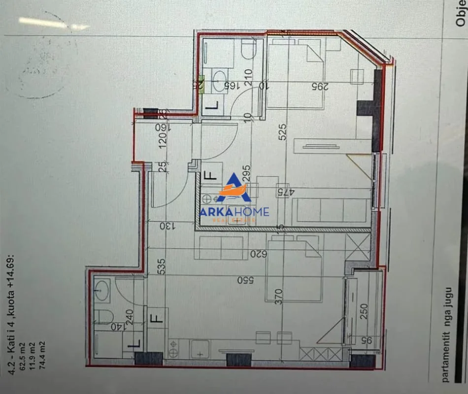 Tirane, shitet apartament 1+1+Ballkon Kati 4, 74 m² 167.400 € 